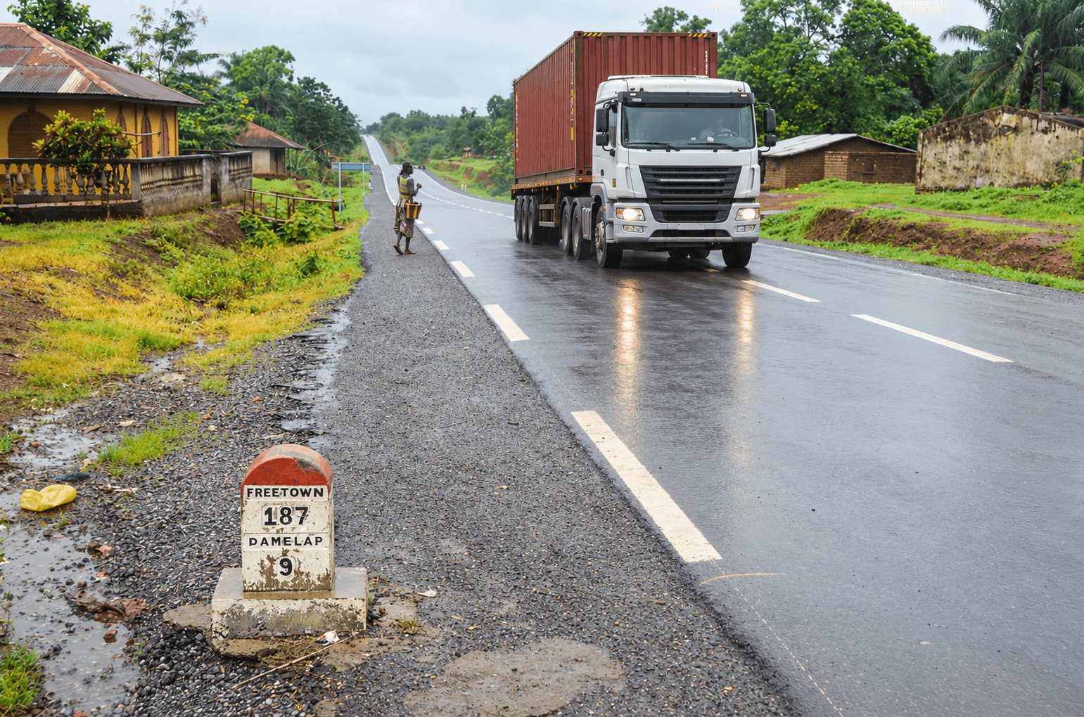 Freight trucks on a haulage route